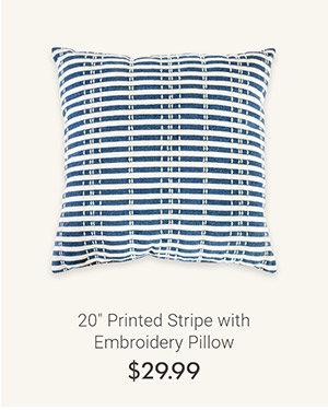 20" Printed Stripe with Embroidery Pillow