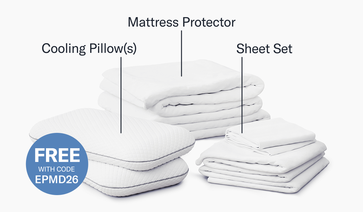 Your (future) premium Bedding Set includes: Sheets + Pillows + Mattress Protector