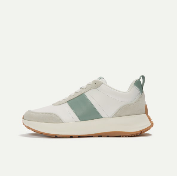 F-MODE Flow Fabric/Suede/Leather Flatform Trainers White/Seal