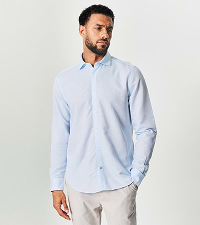 Tailored Fit Linen Blend Long Sleeve Shirt