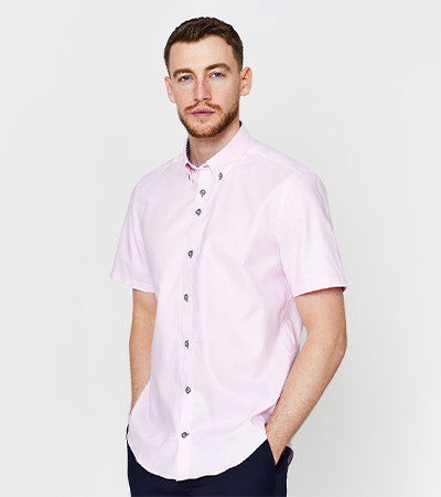 Tailored Fit Monaco Natural Stretch Royal Oxford Short Sleeve Shirt