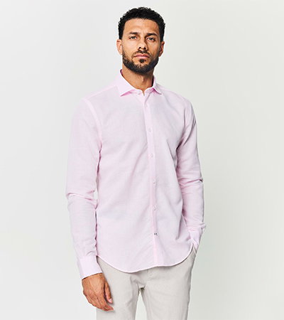 Tailored Fit Linen Blend Long Sleeve Shirt