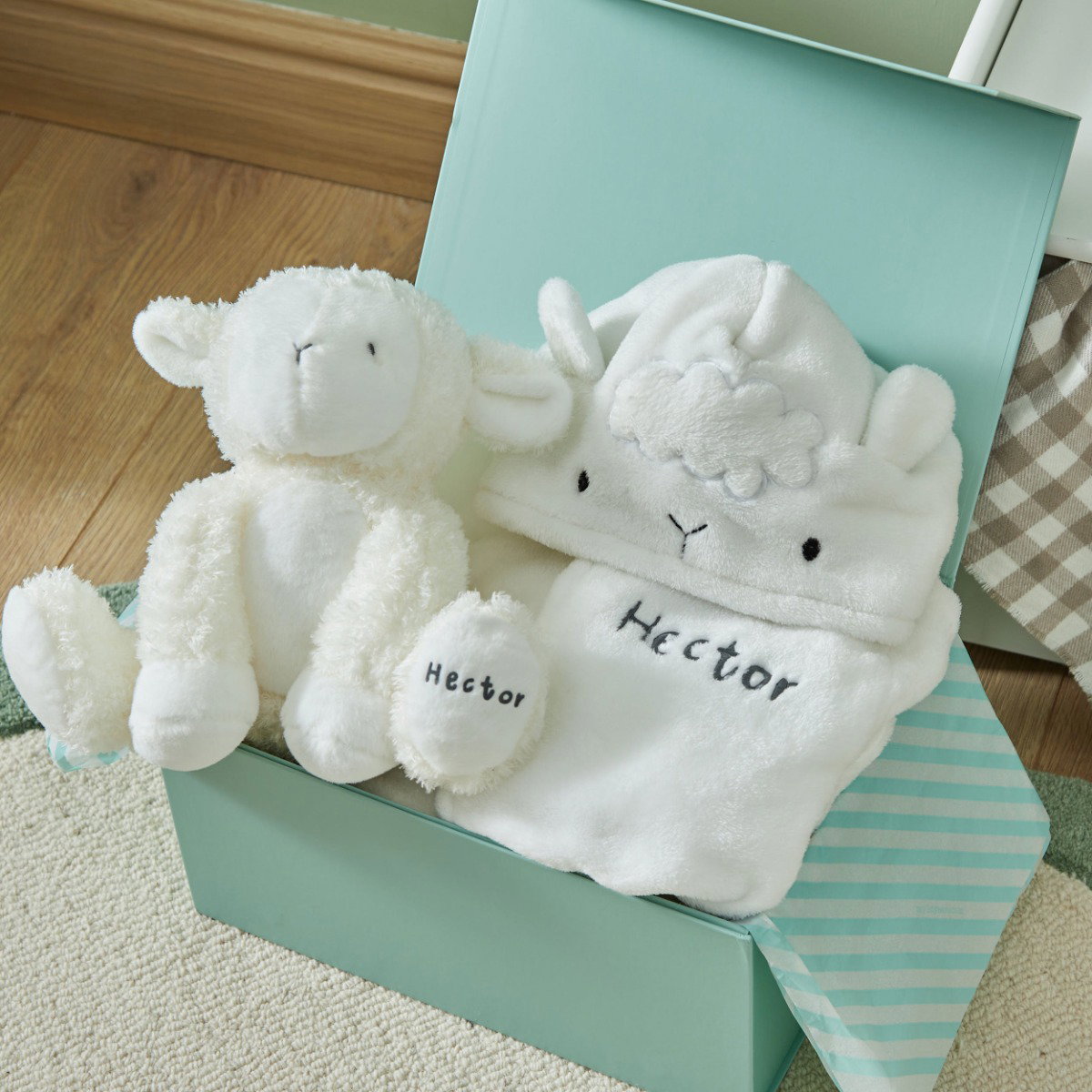Image of Personalised Lamb Snuggle and Cuddle Gift Set