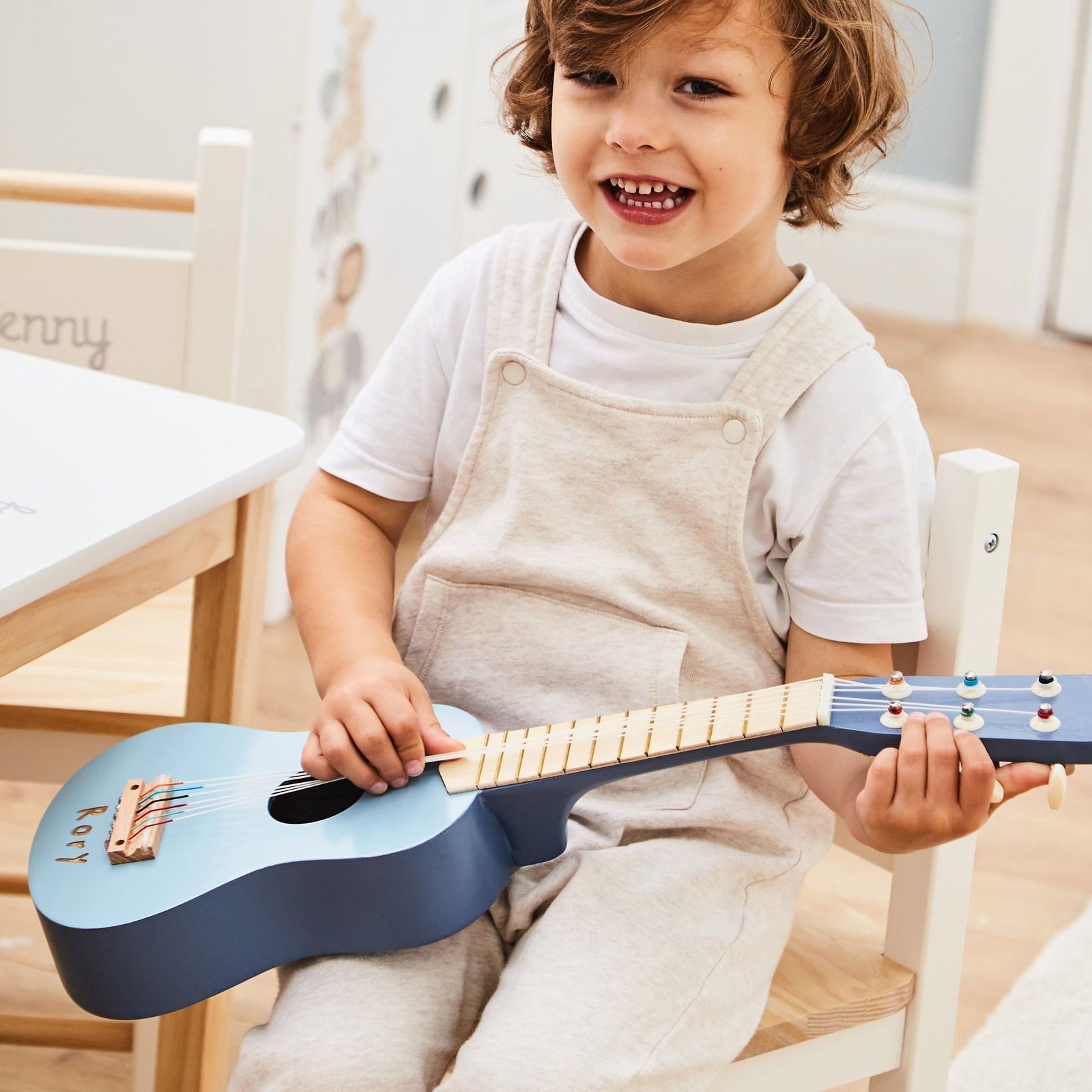 Image of Personalised Blue Guitar Wooden Toy
