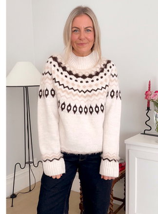 High Neck Fair Isle Knit Jumper
