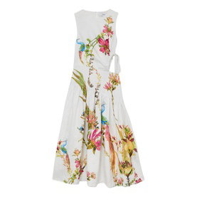 REISS Bianca Linen Floral Print Dress
