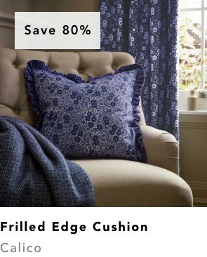 Burleigh x Bedeck of Belfast Calico Frilled Edge Cushion 50cm x 50cm, Blue