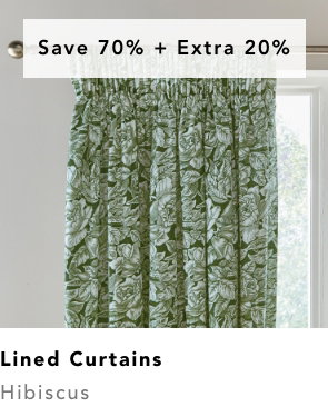 Burleigh x Bedeck of Belfast Hibiscus Lined Curtains in Green