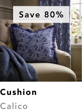 Burleigh x Bedeck of Belfast Calico Frilled Edge Cushion 50cm x 50cm, Blue
