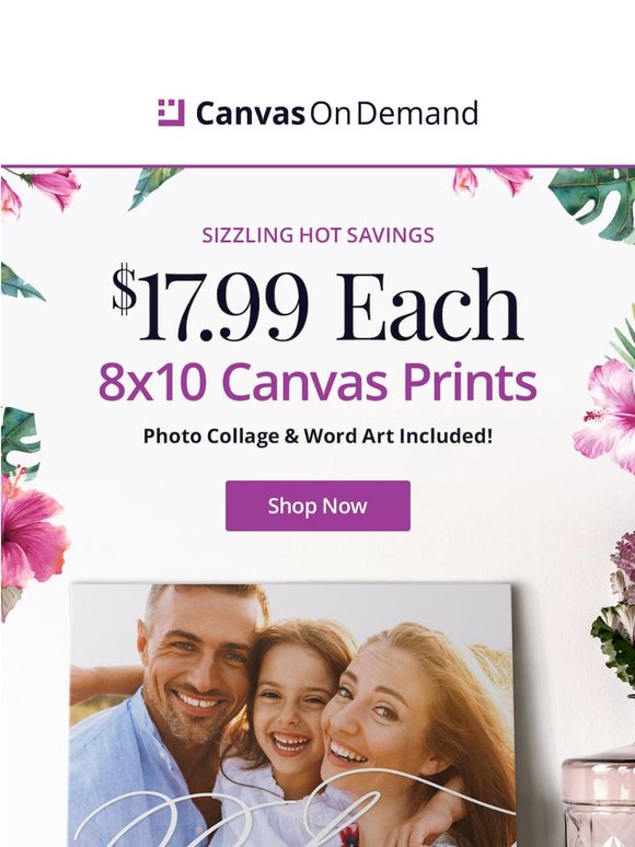 Hot savings! 🔥 8x10 canvas for $18!
