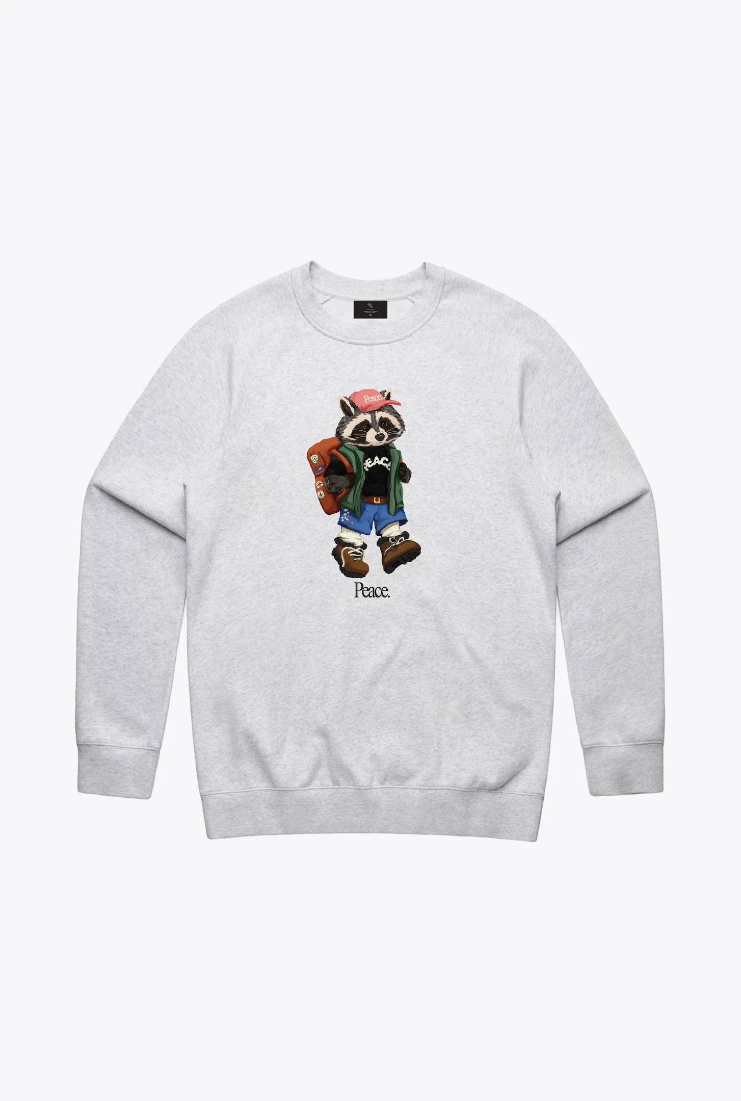 Image of Trash Teddy Summer Vacation: Hiking Teddy Crewneck - Ash