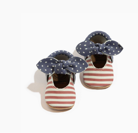 Born in the USA Knotted Bow Baby Shoe