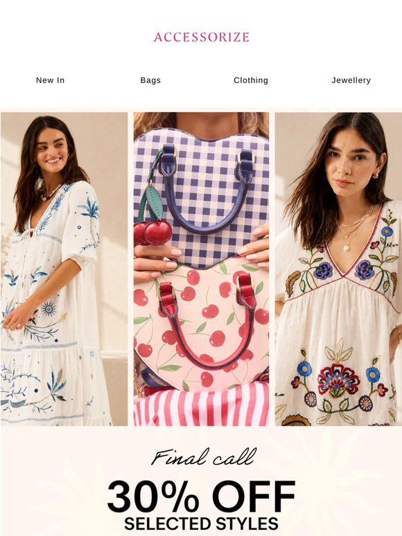 Final Call: UP TO 30 % OFF Selected Styles