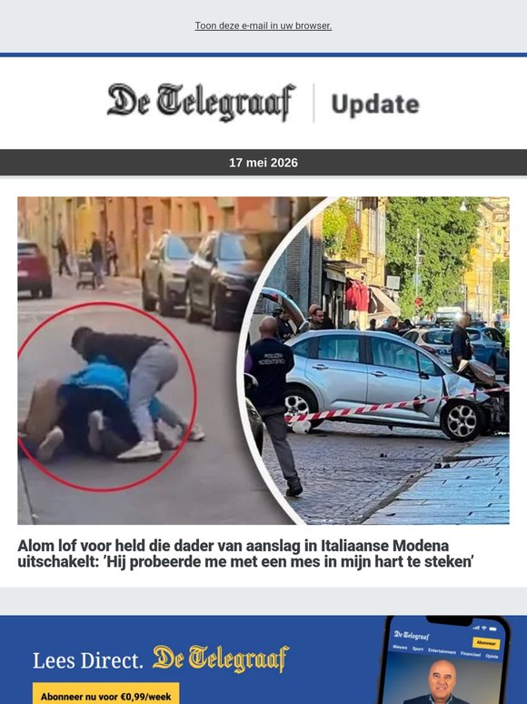 Alom lof voor held die dader van aanslag in Italiaanse Modena uitschakelt: ’Hij probeerde me in mijn hart te steken’