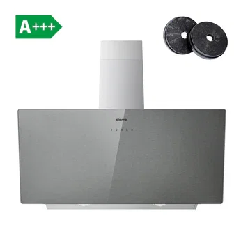 Ciarra 90cm gebürstetes Silber Glas abgewinkelt Umluft Kopffrei Dunstabzugshaube mit Touch Control A+++ CBCS9736H-S