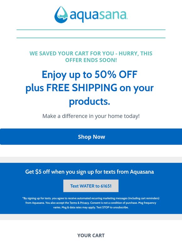 FINAL HOURS: Up to 50% OFF Your Aquasana Cart!