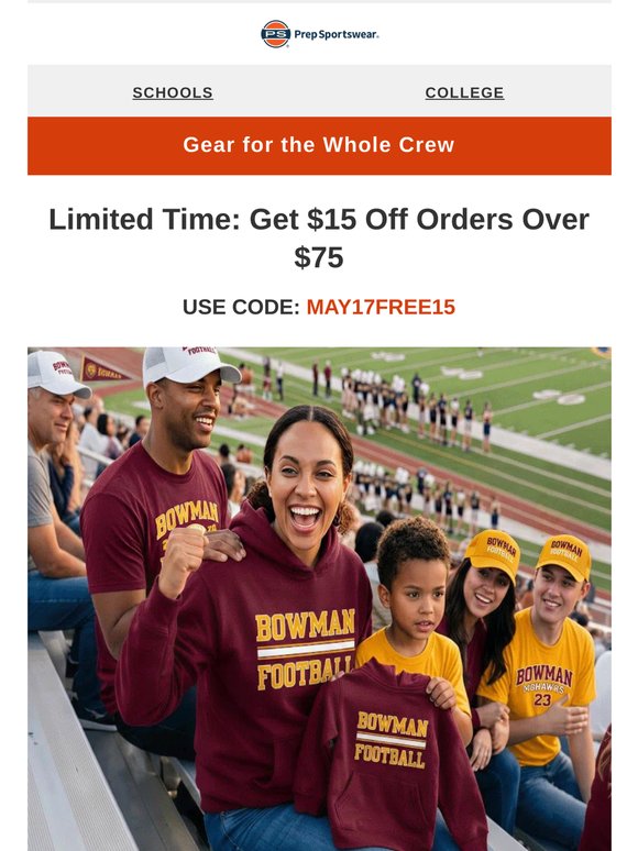 $15 Off $75+ — Stock Up on  Custom Gear