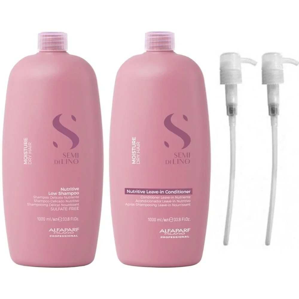 Image of Alfaparf Milano Semi Di Lino Moisture Nutritive Shampoo & Conditioner Twin 2 x 1000ml