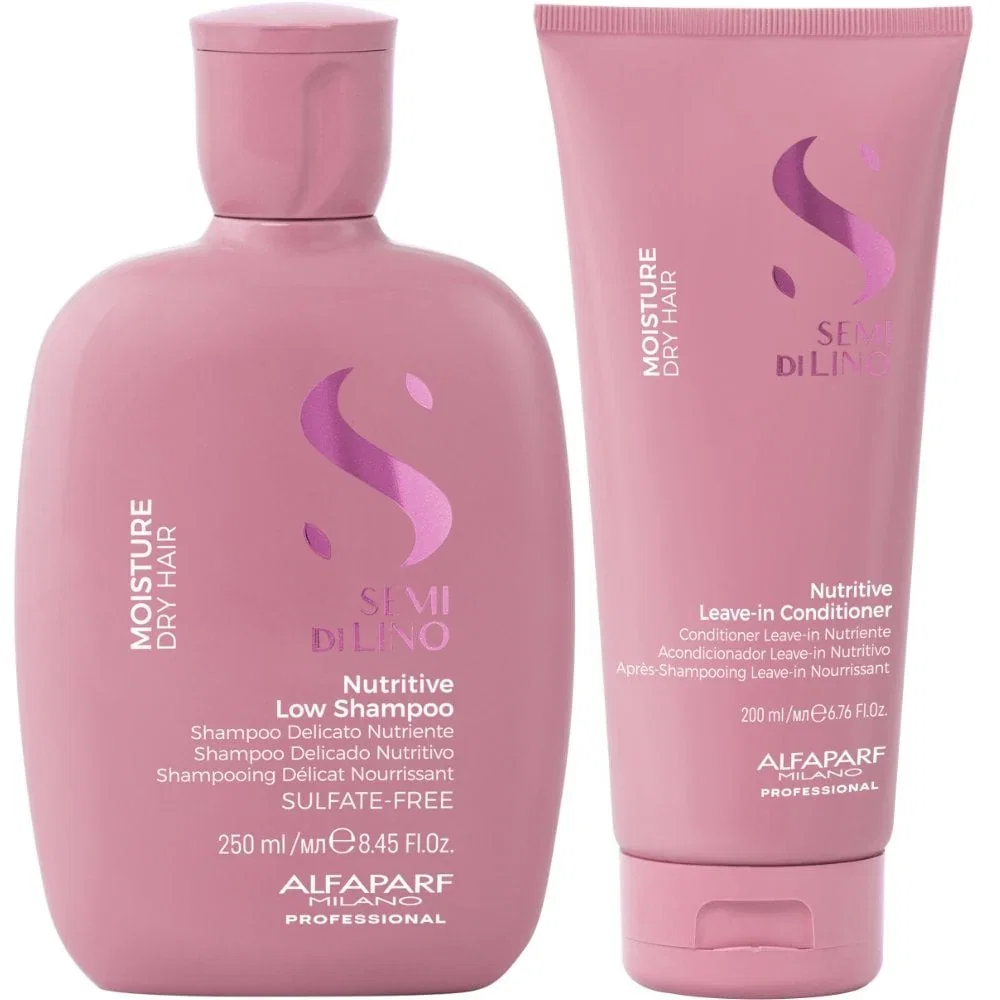 Image of Alfaparf Milano Semi Di Lino Moisture Nutritive Shampoo 250ml & Conditioner 200ml Twin