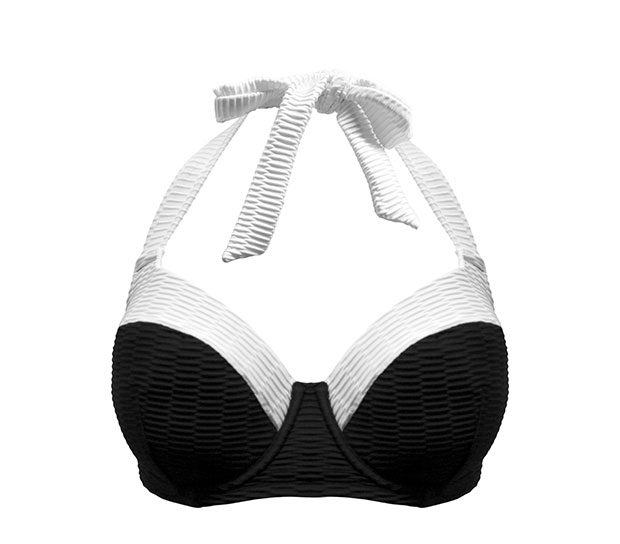 Acapulco Halterneck Underwired Padded Bikini Top - Black/White