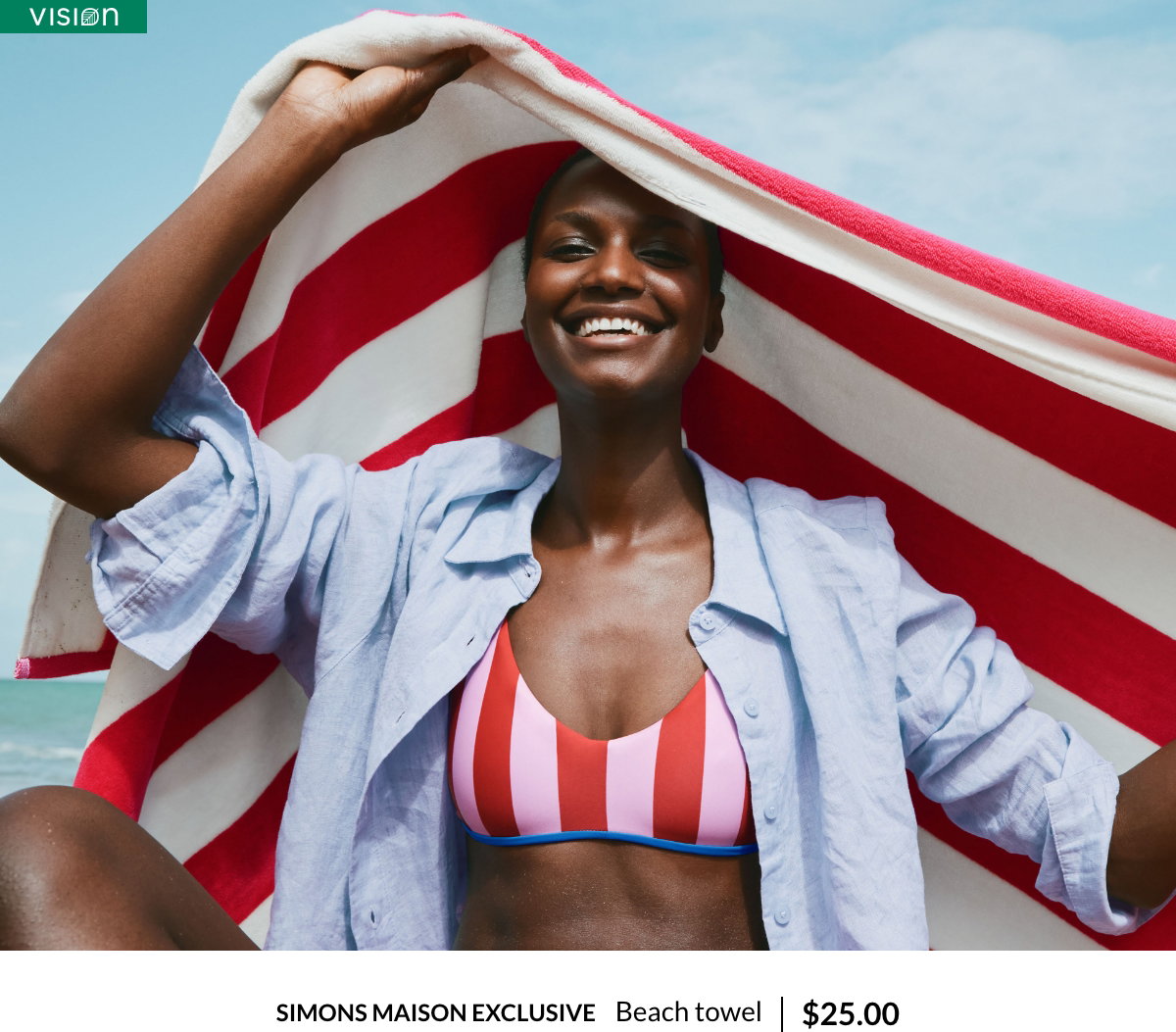 Vision Simons Maison Exclusive Parasol-stripe beach towel at 25.00$