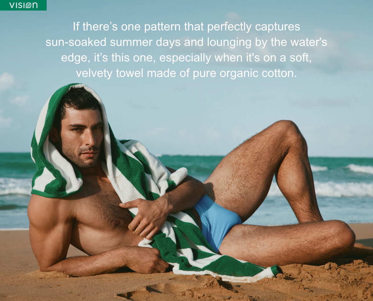 If there’s one pattern that perfectly captures sun-soaked summer days and lounging by the water's edge, it’s this one, especially when it's on a soft, velvety towel made of pure organic cotton.