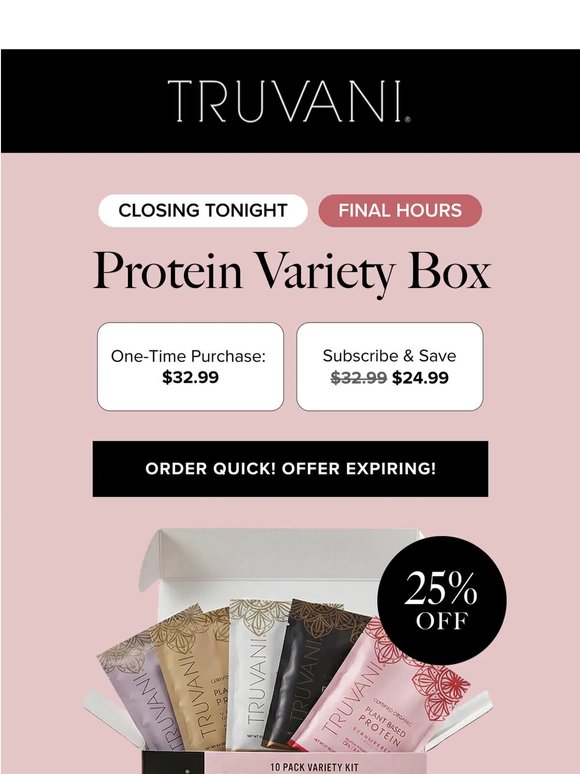 Expires tonight: 25% off NEW Protein Variety Box