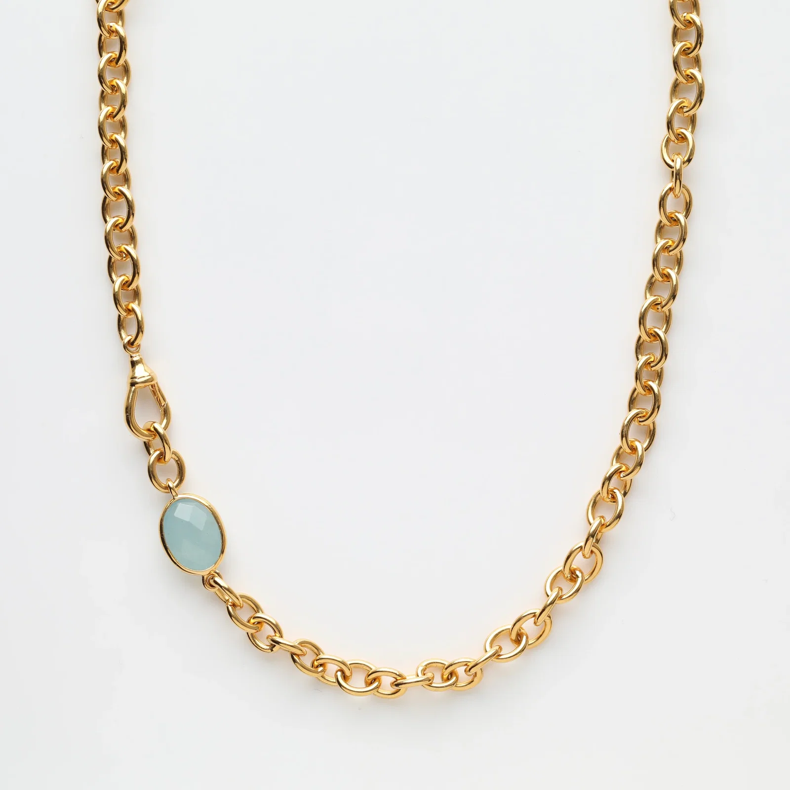 Image of Luxe Aquamarine Albert Chain Necklace
