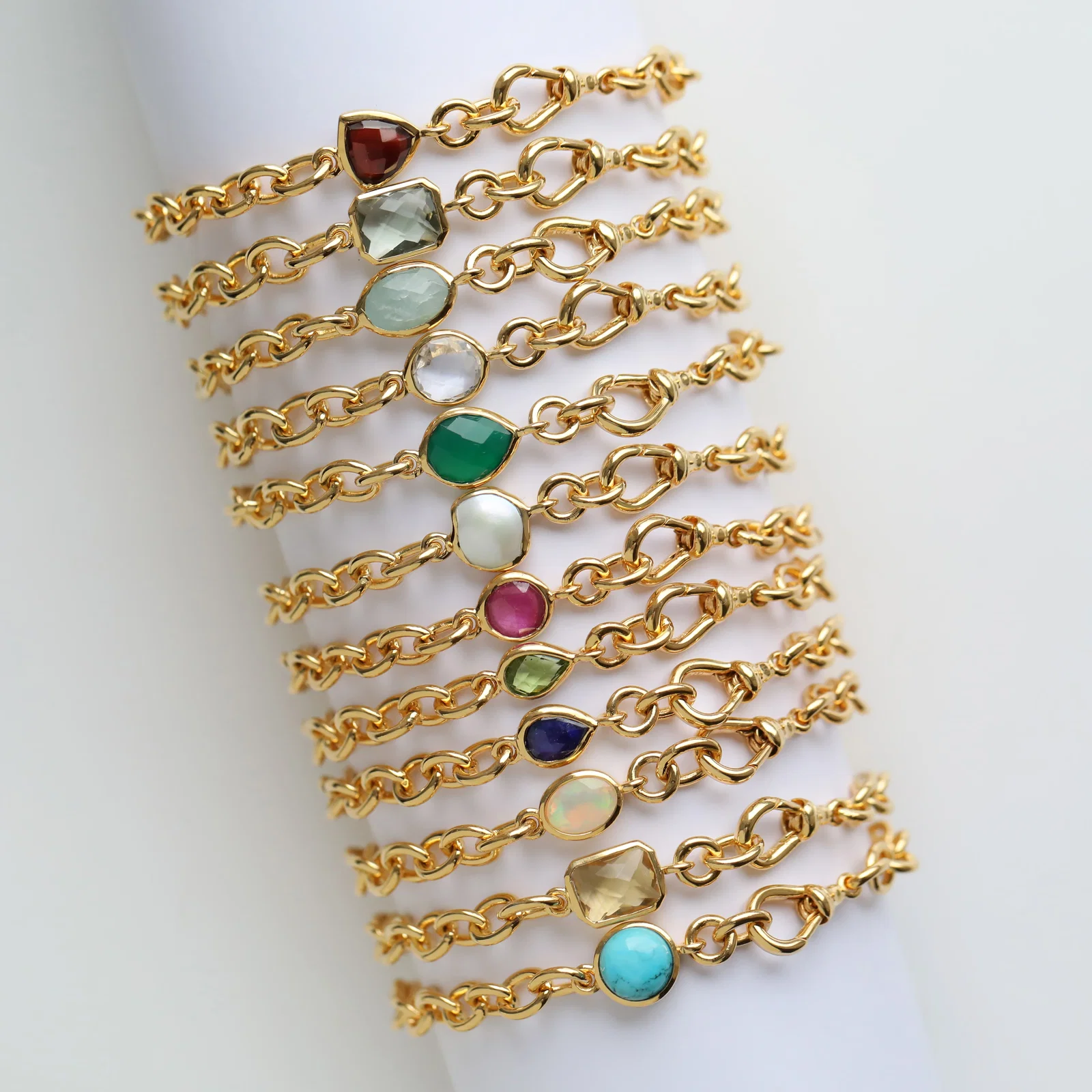 Image of Gemstone Albert Chain Bracelet