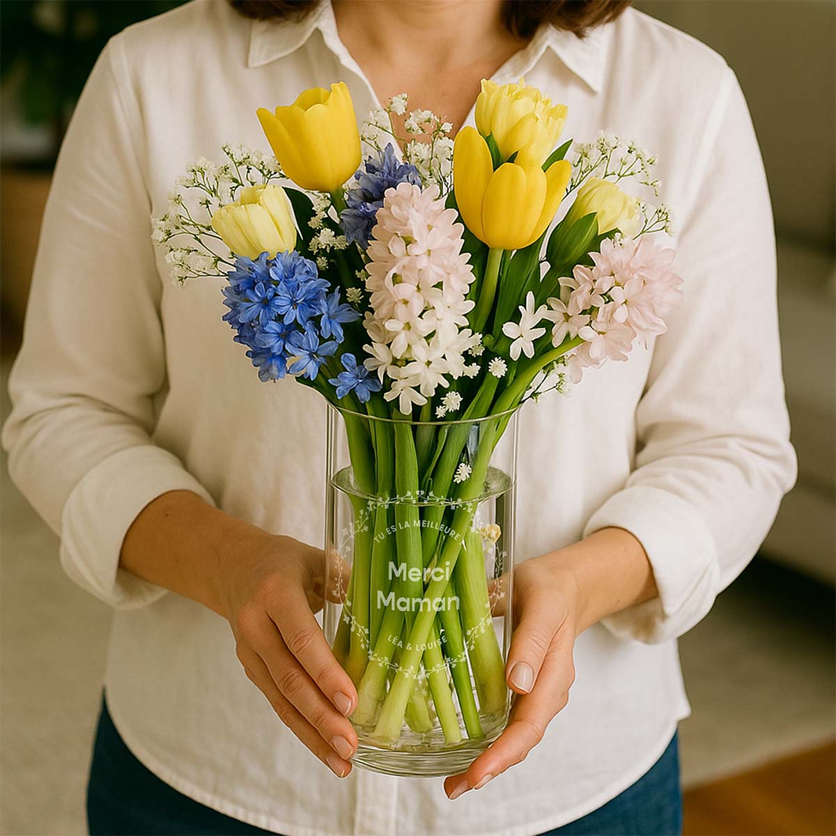 Image of Vase personnalisé avec texte et couronne