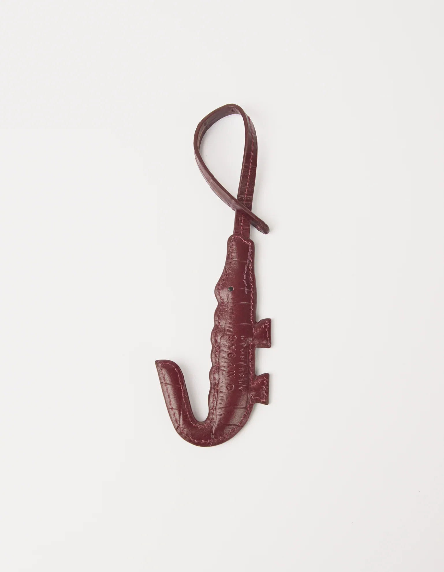 Image of Crocodile Bag Charm - Dark Cherry Croco Print Leather