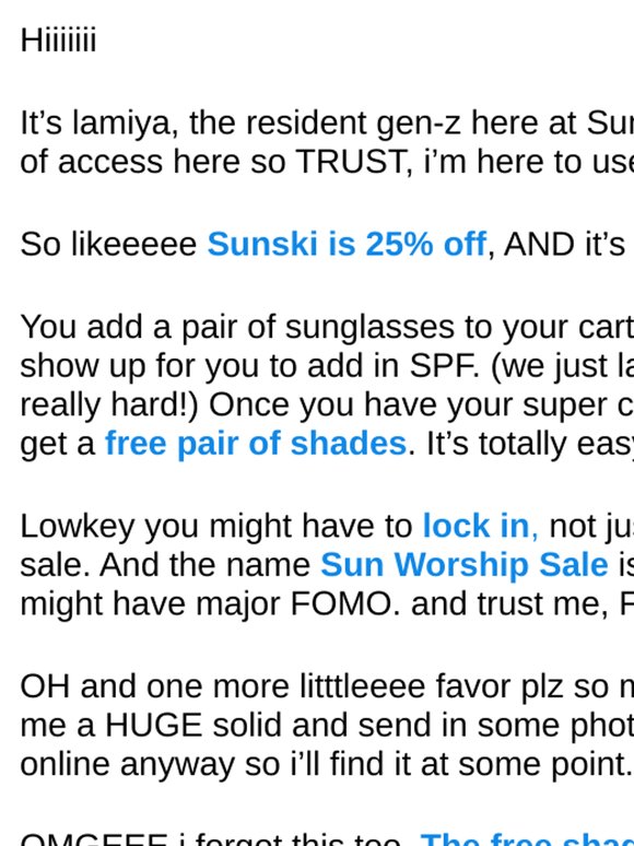 25% off + free shades? okayyyy 👀