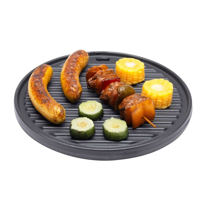 Nouvel Gusseisen-Grillplatte «Flamino», rund Ø 30 cm, beidseitig verwendbar , schwarz