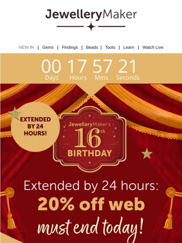 EXTENDED by 1 day only: 20% off web! 🥳