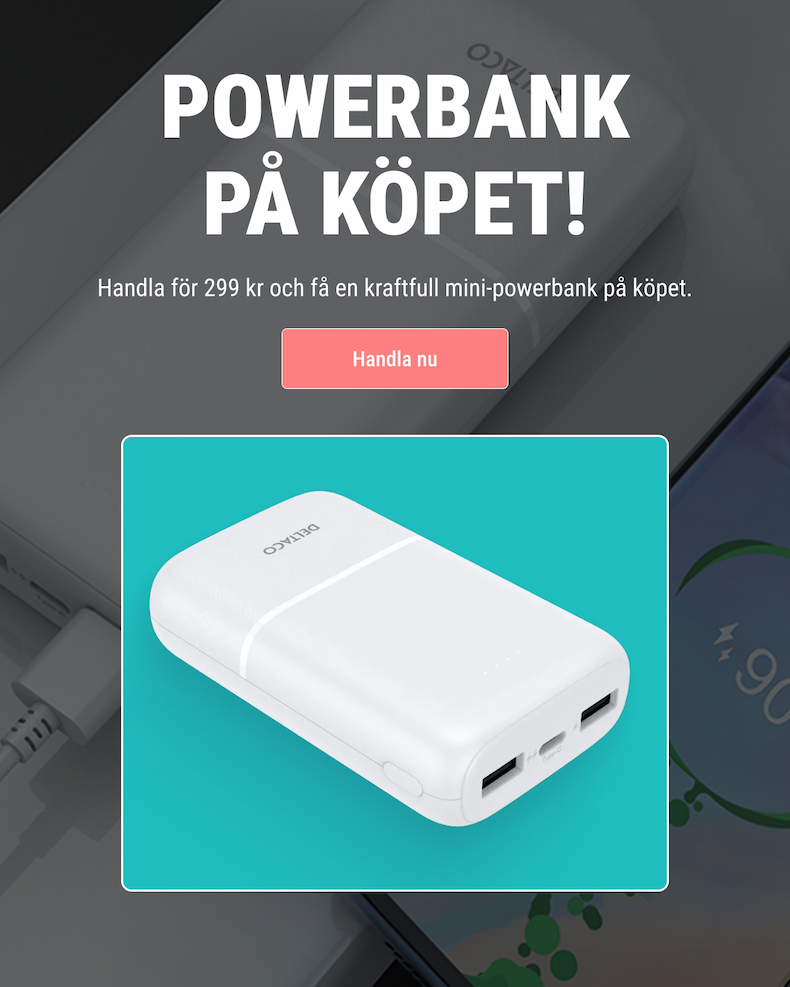 Få en powerbank på köpet när du handlar för minst 299kr