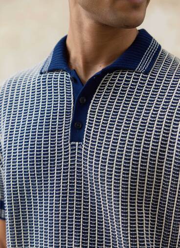 Claude Knitted Polo | Cotton | Navy
