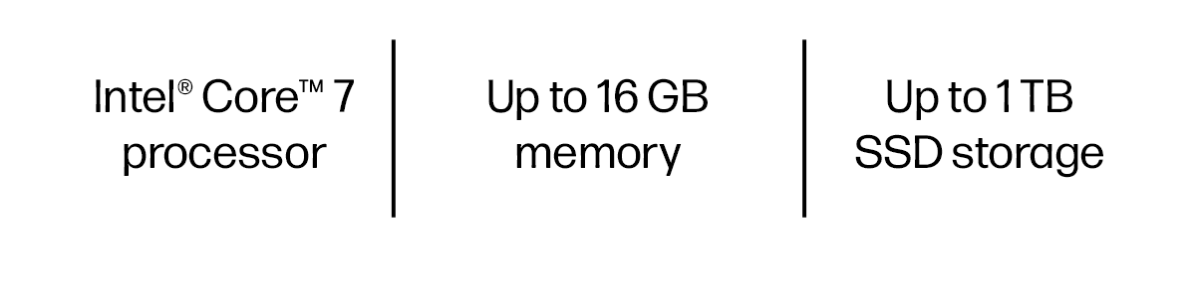 Intel® Core™ 7 processor | Up to 16 GB memory | Up to 1 TB SSD storage