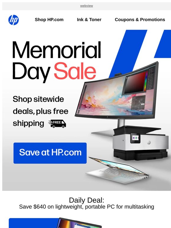 Today! Get a powerful HP Laptop for $640 off