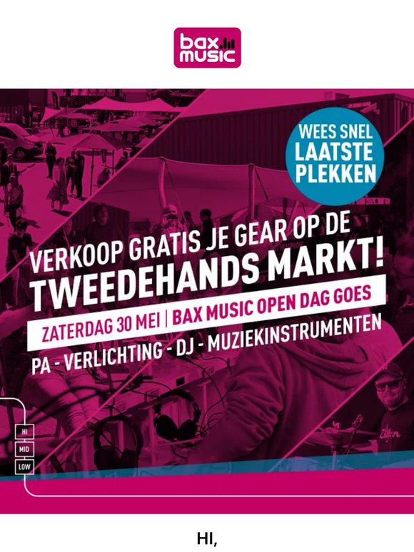 🎸 Claim een GRATIS stand op onze Tweedehands Markt!