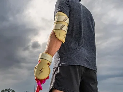 Baseball player wearing protective gear