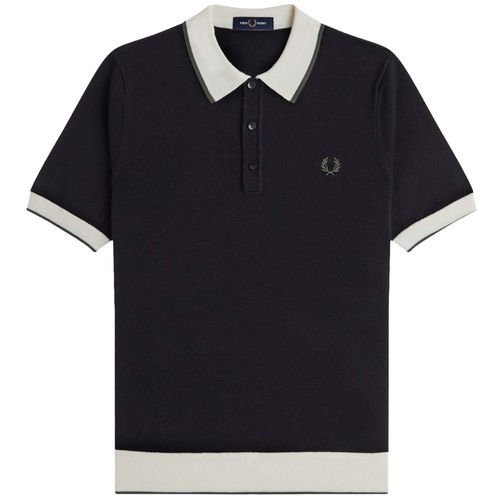 Fred Perry K1315 Contrast Tipped Knitted Shirt - Black