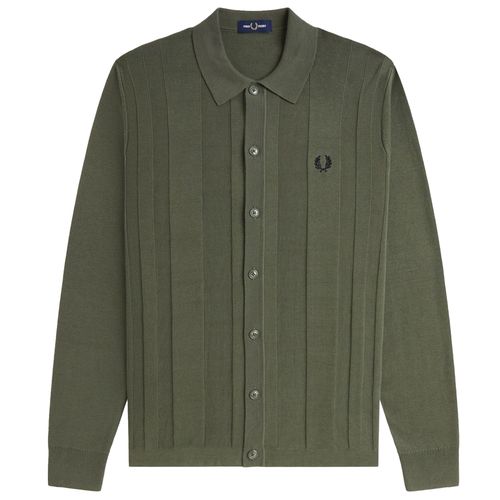 Fred Perry K9726 Button Through Knitted Shirt - Green