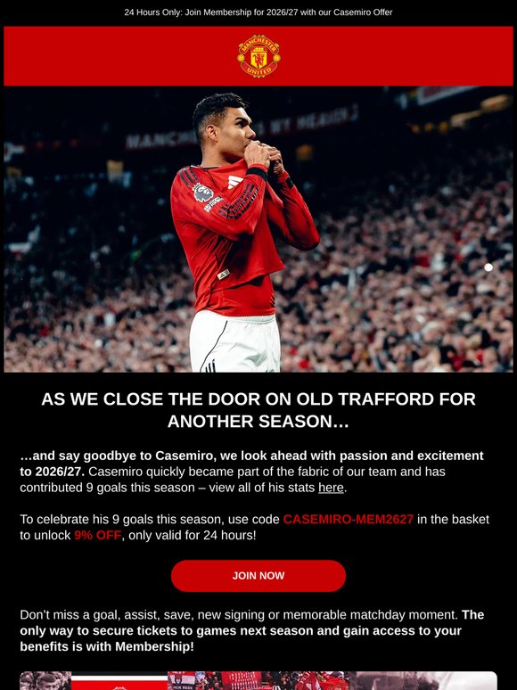 Casemiro’s Farewell Offer: Join now for 2026/27