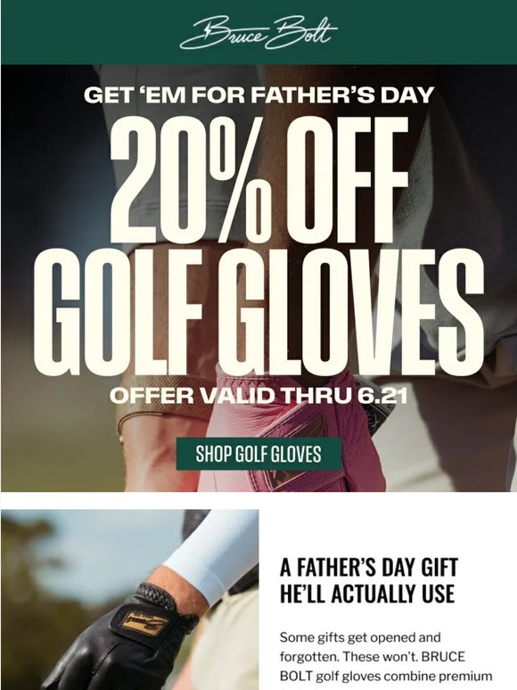Father’s Day Starts Here: 20% Off Golf Gloves