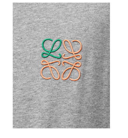Loewe Anagram Embroidered T-Shirt in Grey Melange