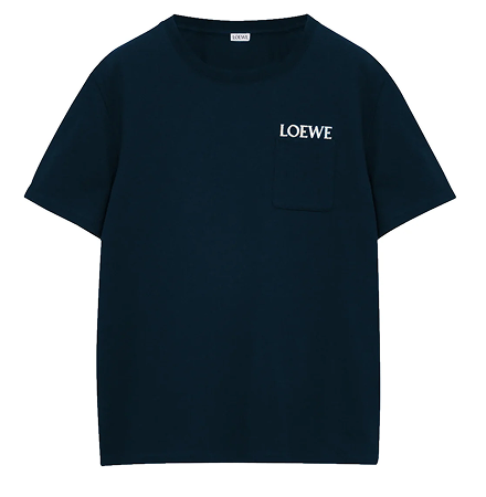 Loewe Pocket Embroidered Logo T-shirt in Navy