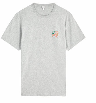 Loewe Anagram Embroidered T-Shirt in Grey Melange