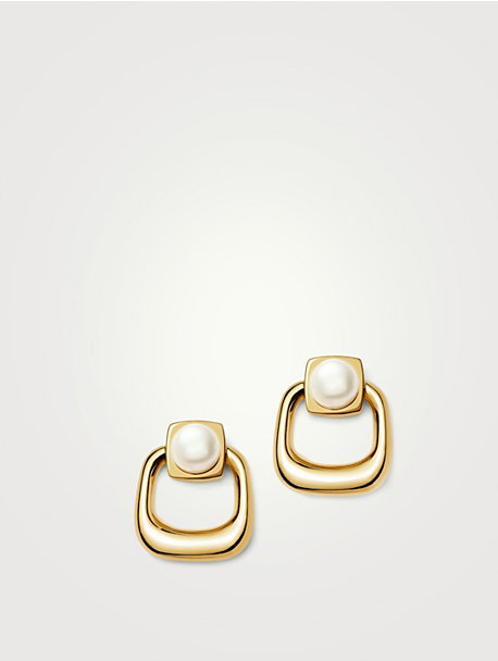Button Pearl Statement Stud Earrings