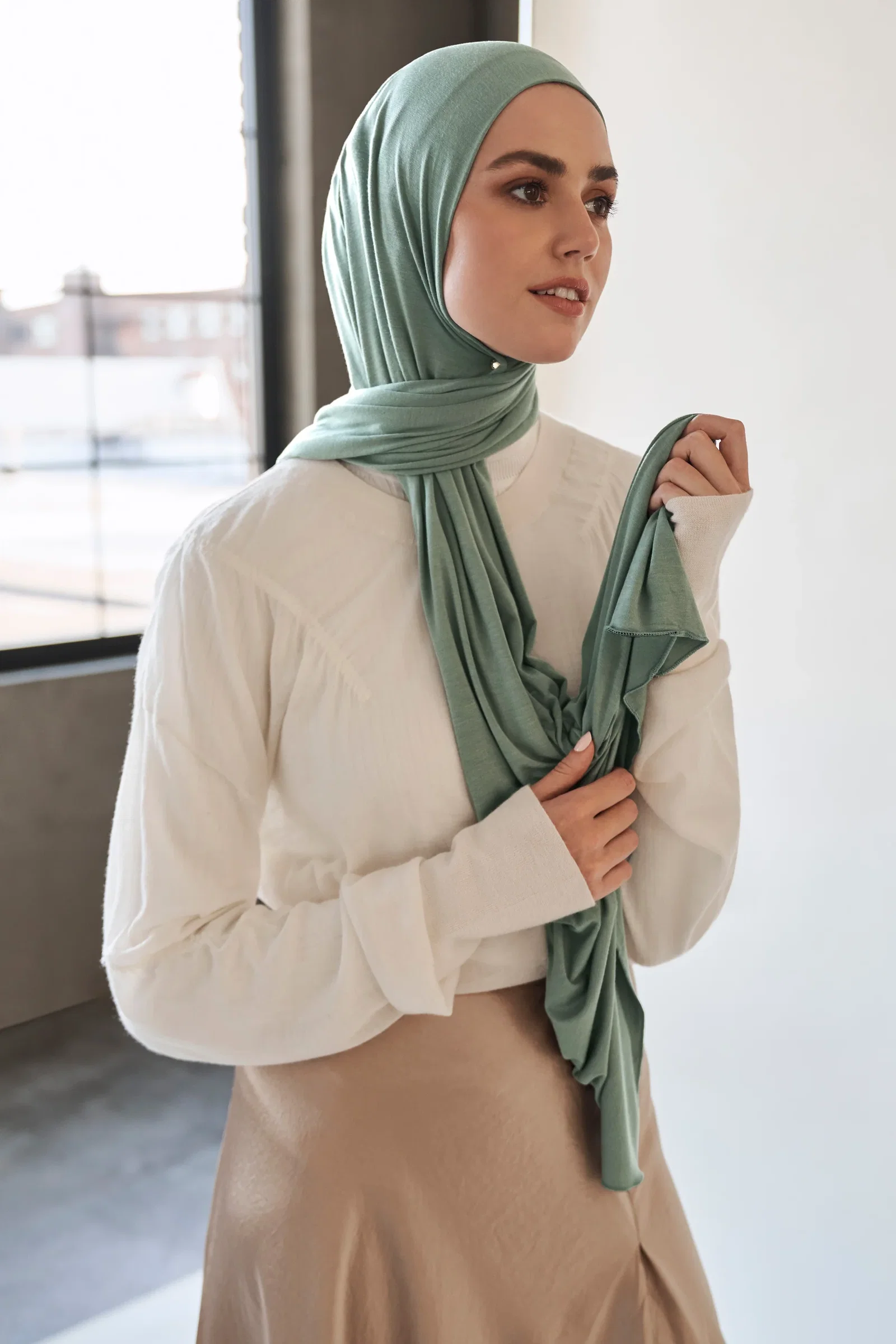 Image of Premium Jersey Hijab - Sage
