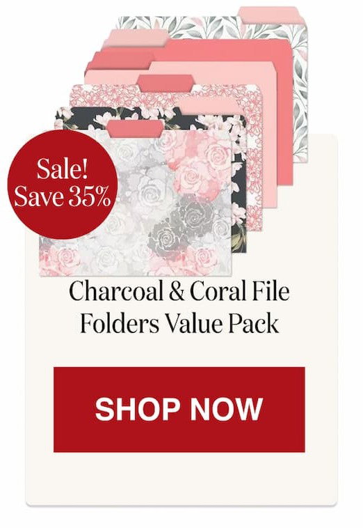 Charcoal & Coral File Folders Value Pack [Click here to Shop Now]